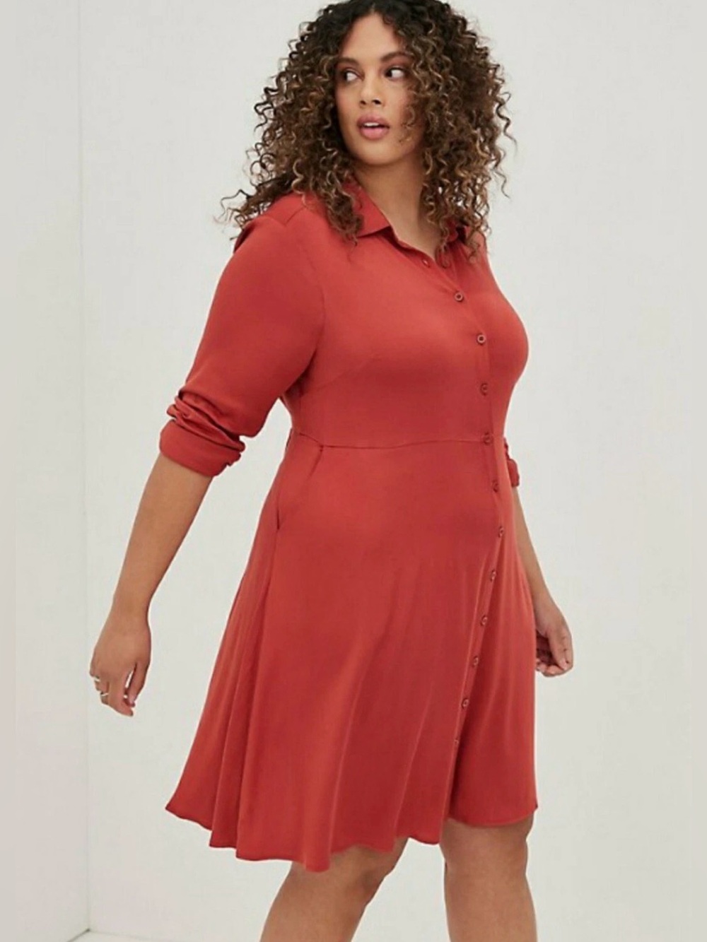 Torrid Stella Stretch Challis Collared Button Front Shirtdress Plus Size 3X NWT